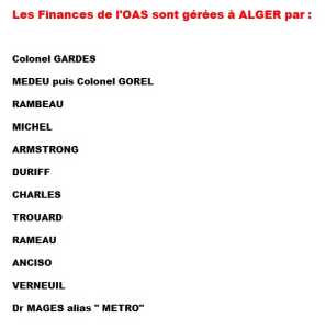   ARMSTRONG  
----
Gestion des Finances de l'OAS 

